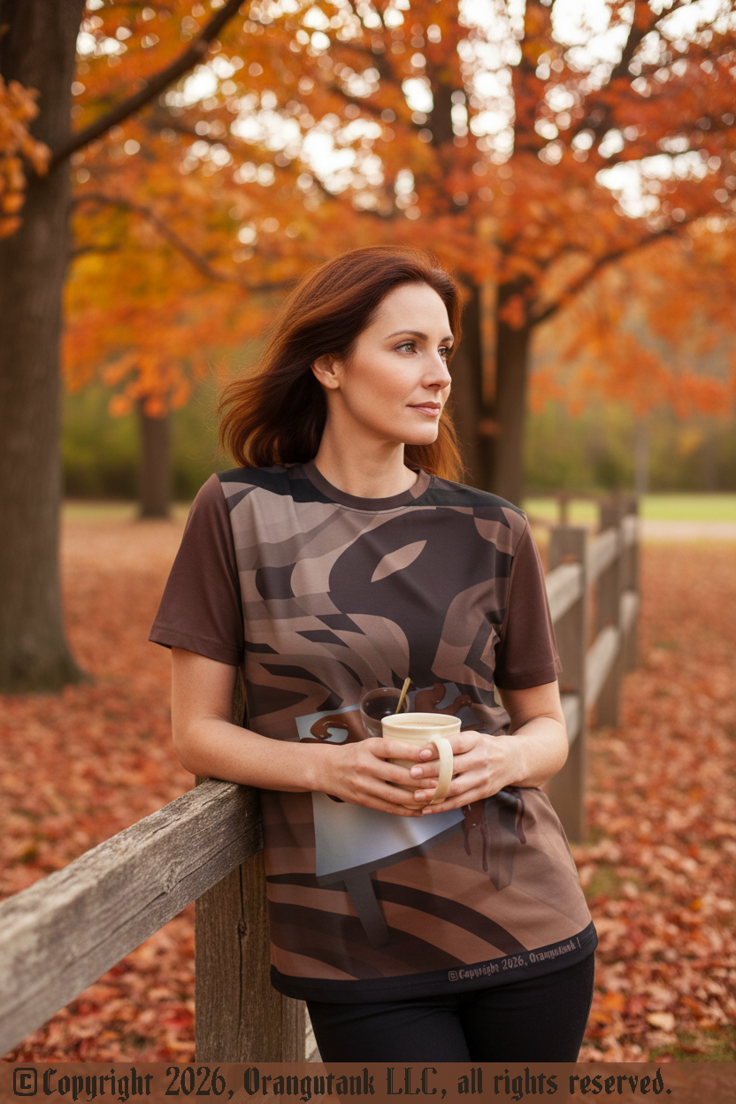 Spilled Cocoa - Unique Unisex Designer All Over Print Quick Drying Crew Neck T-Shirt