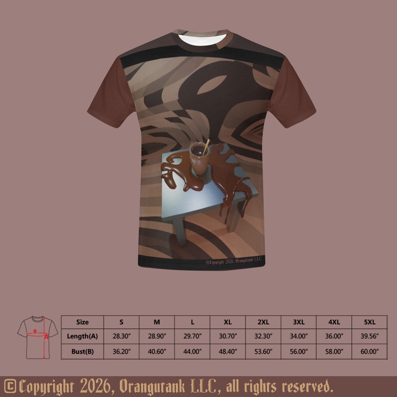 Spilled Cocoa - Unique Unisex Designer All Over Print Quick Drying Crew Neck T-Shirt