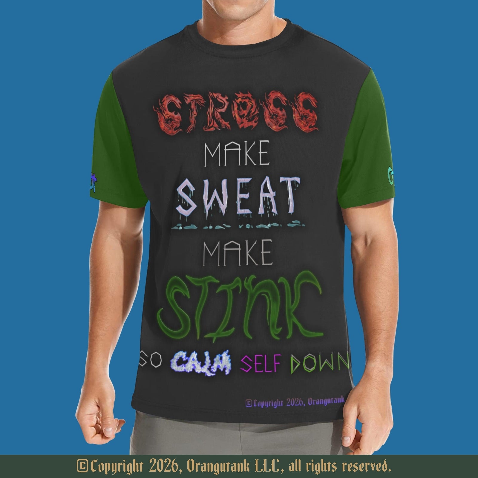 Calm Self Down - Funny Adult Unisex Designer All-Over-Print Crew Neck T-Shirt