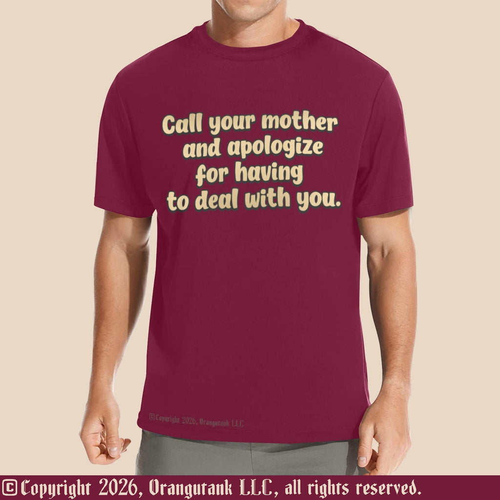 Call Your Mother - Unique Designer Adult Unisex Quick Drying Crew Neck T-Shirt