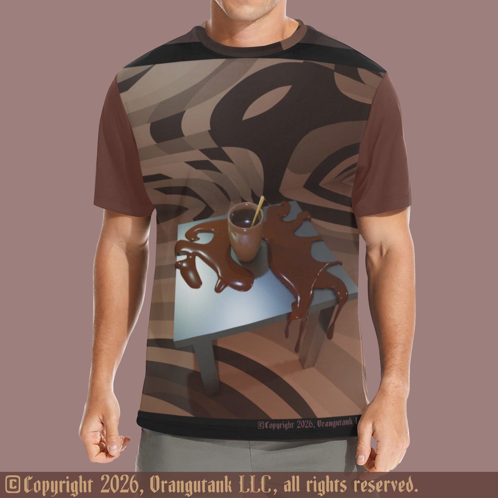 Spilled Cocoa - Unique Unisex Designer All Over Print Quick Drying Crew Neck T-Shirt