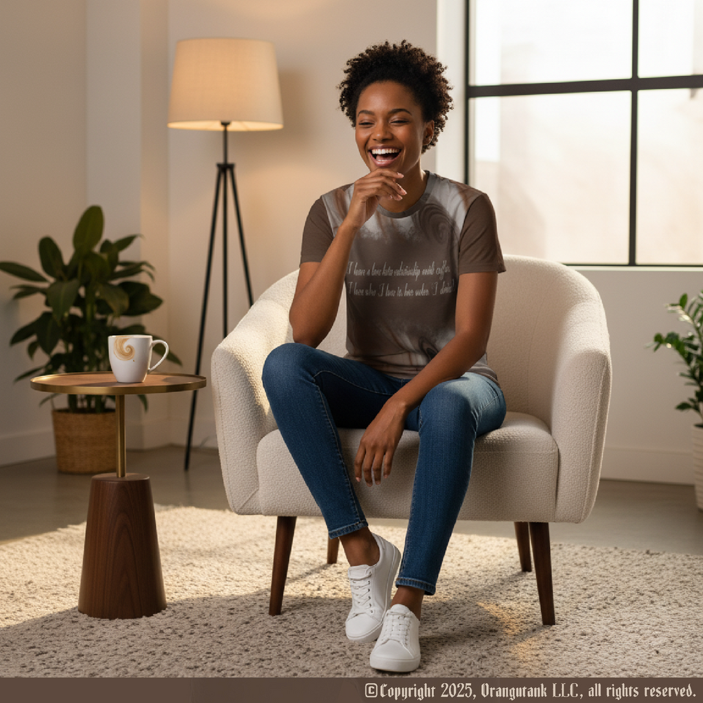 Love-Hate Coffee - Unique Designer Adult Unisex All Over Print Quick Drying Crew Neck T-Shirt